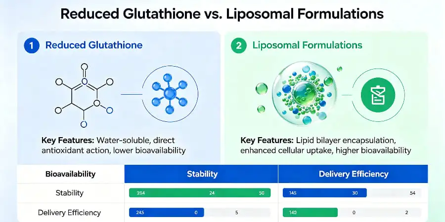 Reduced Glutathione vs. Liposomal Formulations Reduced Glutathione vs. Liposomal Formulations