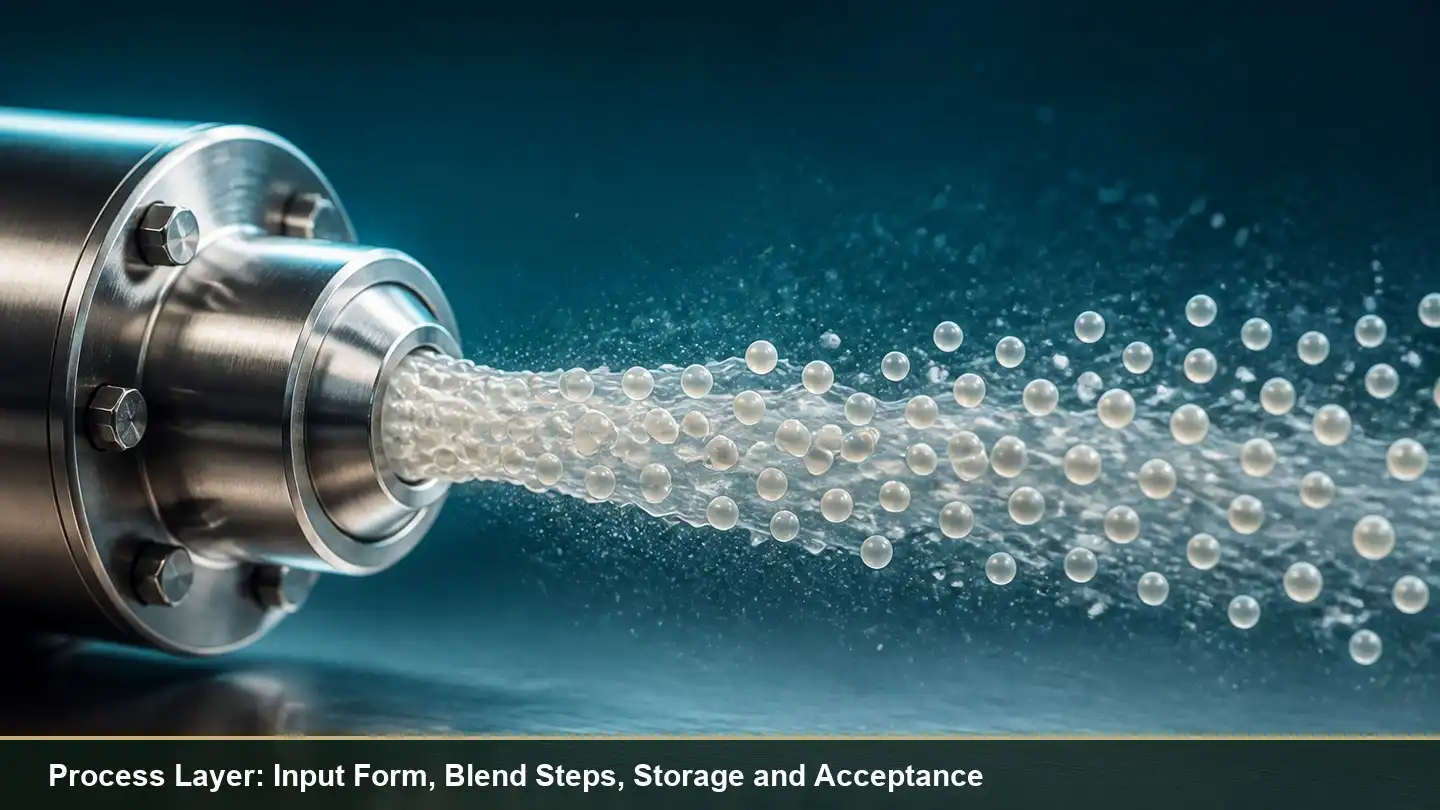 Process Layer: Input Form, Blend Steps, Storage and Acceptance